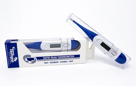 This is a photograph of our digital thermometers. Can be single use or cleaned for multiple uses.